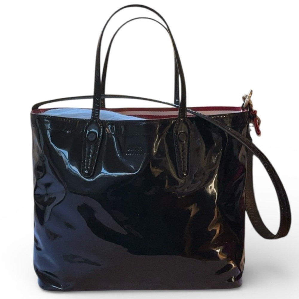 BALLY Switzerland Vintage Y2K MISSI Shoulder Tote Bag Patent Leather Black EUC